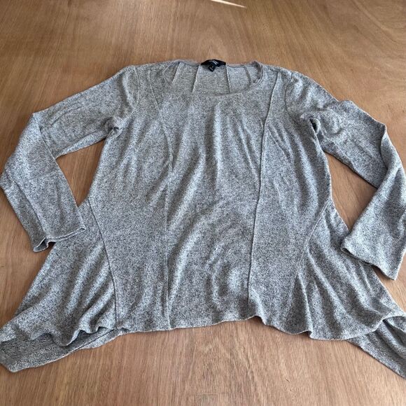 Simply Vera Vera Wang Gray Long Sleeve Asymmetrical Hem Top Women’s L - Picture 1 of 5